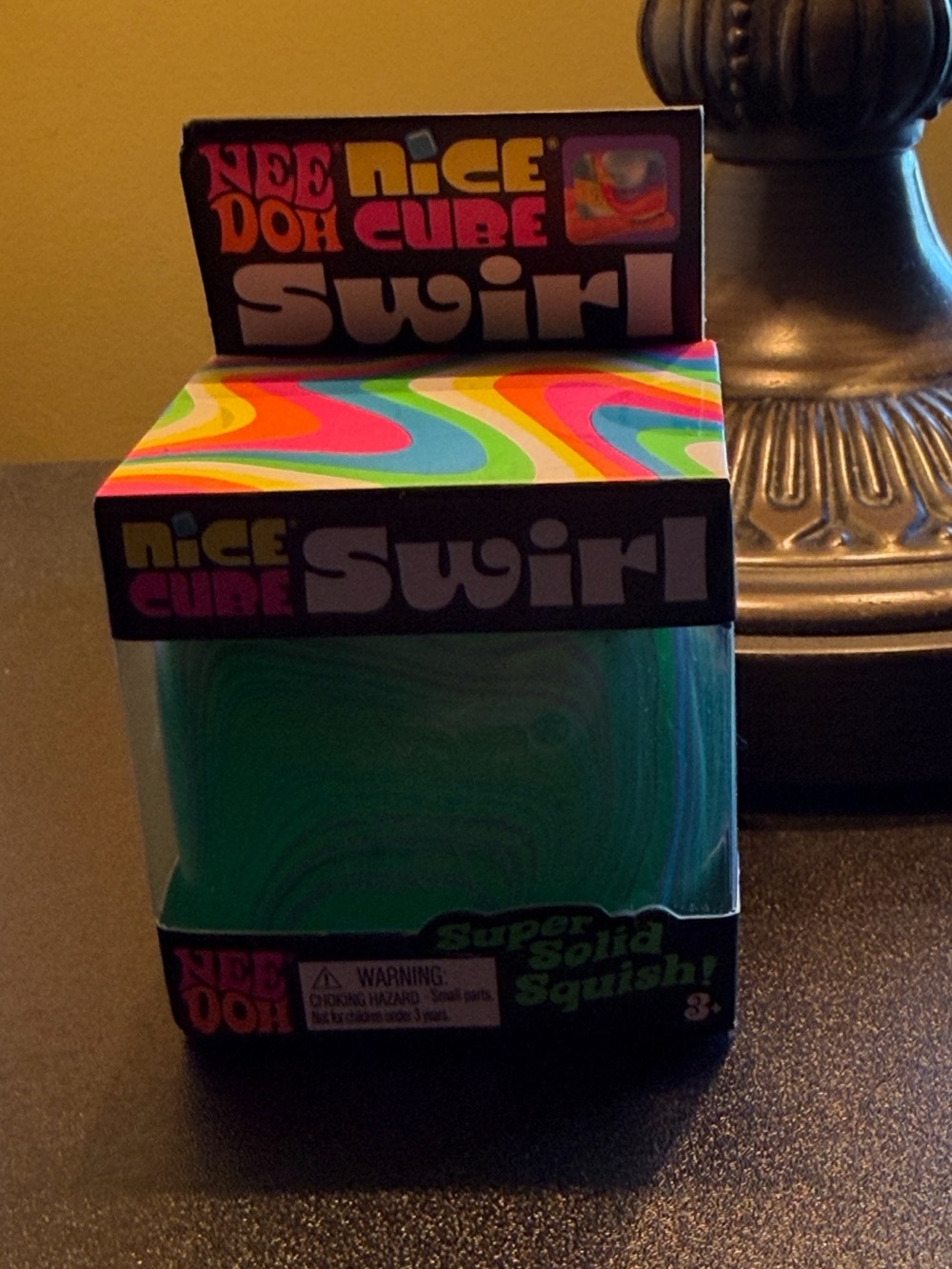 NIB Needoh Nice Cube Swirl Neon Green Squishy Cube